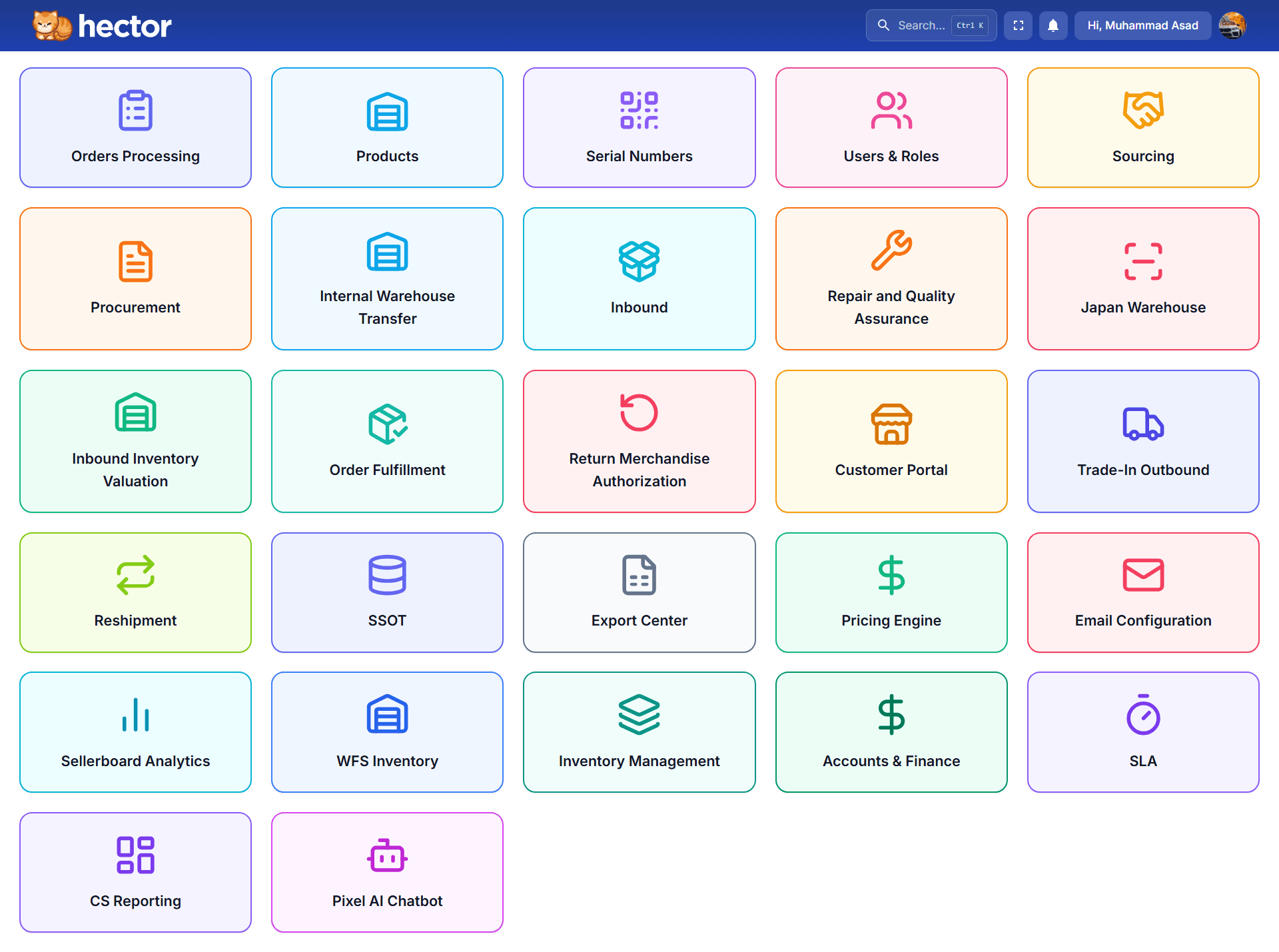 Hector — Multi-Tenant Enterprise ERP System - Multi-Tenant Architecture, RBAC, React.js, Node.js, Express.js, MongoDB, Tailwind CSS, Ant Design (AntD), TanStack Query, JavaScript, Barcode Scanning Integration by Muhammad Asad, Full Stack Engineer